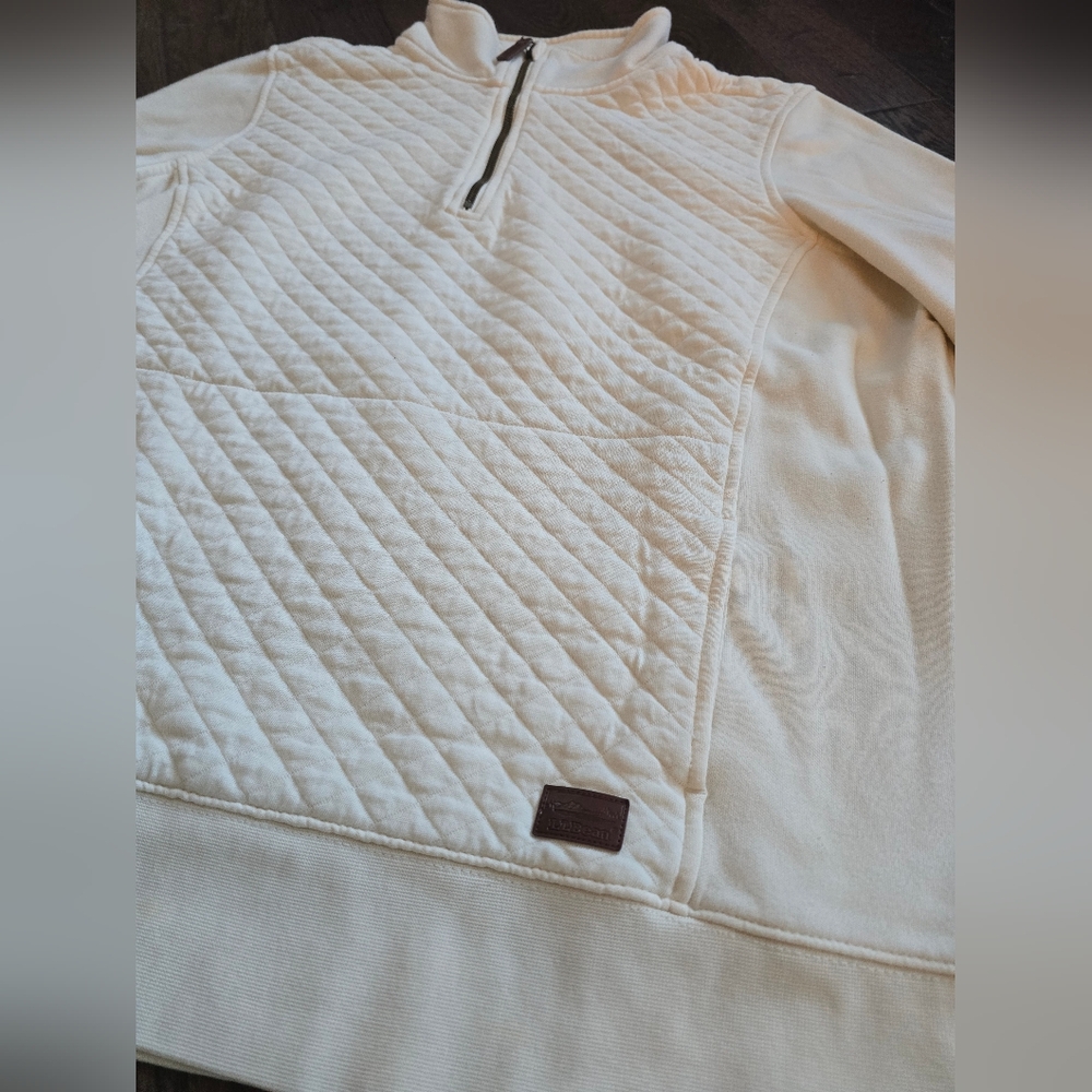 LL Bean Women's Cream Quilted Sweatshirt XL - Picture 2 of 7